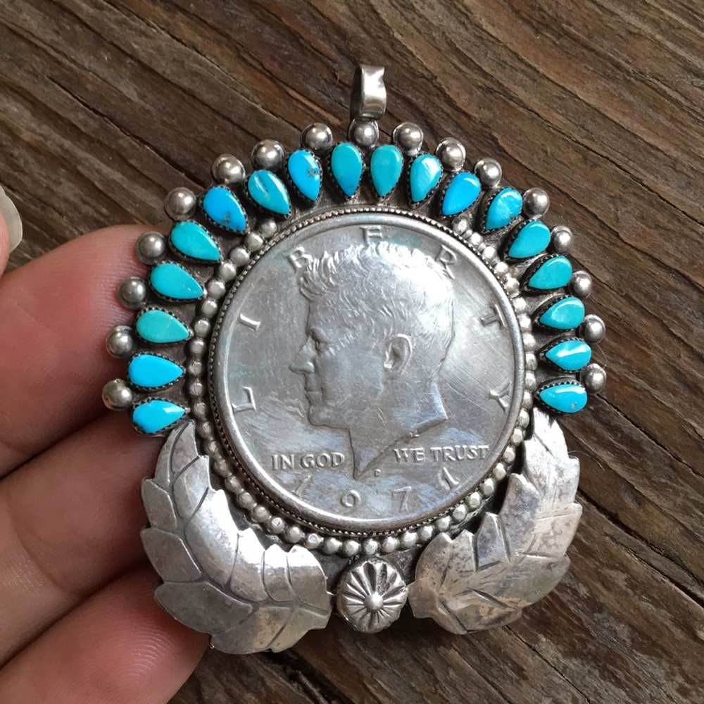 Native American Silver and Turquoise Pendant only